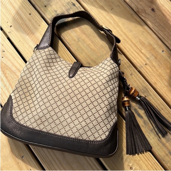 Gucci Jackie Diamanté Shoulder Bag Bamboo Tassels Gorgeous ✨ - Picture 12 of 13